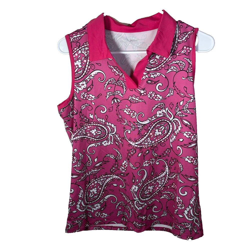Court Haley Tank Top Women's Medium Pink Paisley Golf Sleeveless Shirt